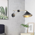 Modern black & brass adjustable arm wall light bedroom sconce