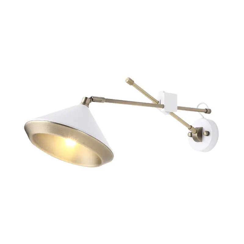 Modern black & brass adjustable arm wall light bedroom sconce
