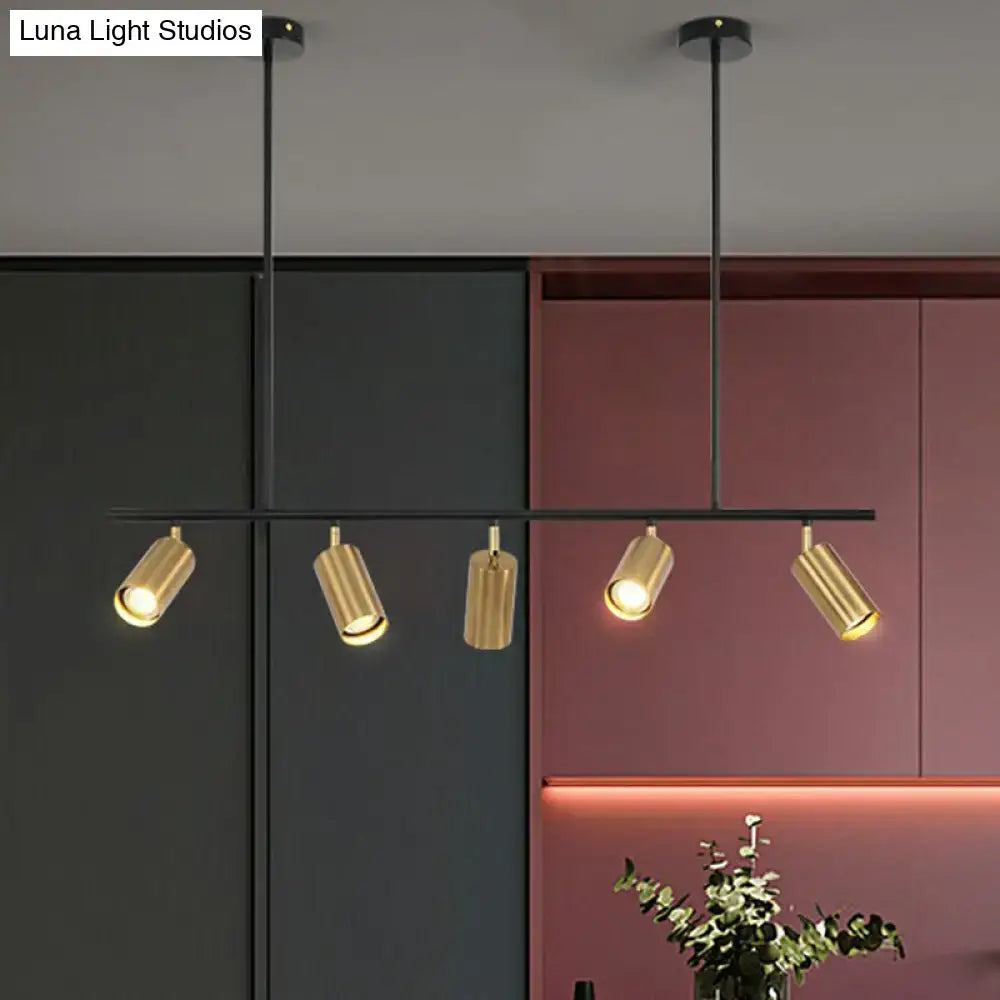 Modern black & brass metal island ceiling light dining room spotlight