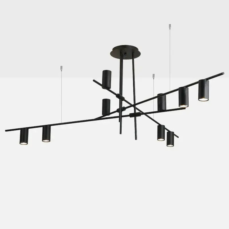 Modern black & brass minimalist dining room linear pendant light