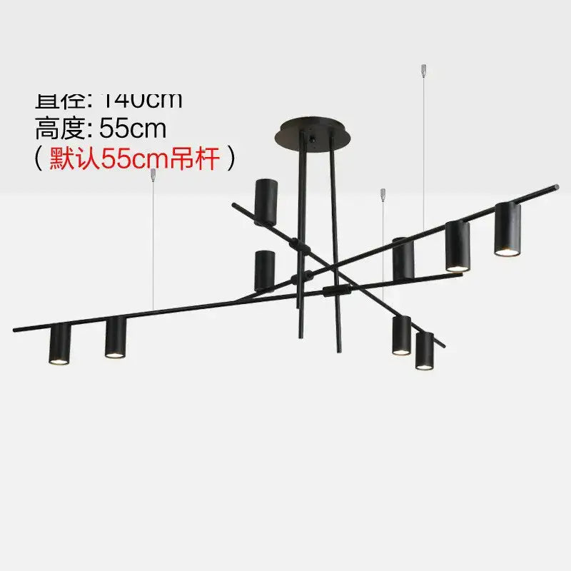 Modern black & brass minimalist dining room linear pendant light