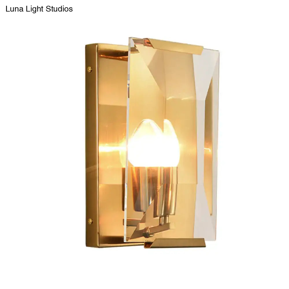 Modern black & brass sconce light bedroom speckled glass wall lamp