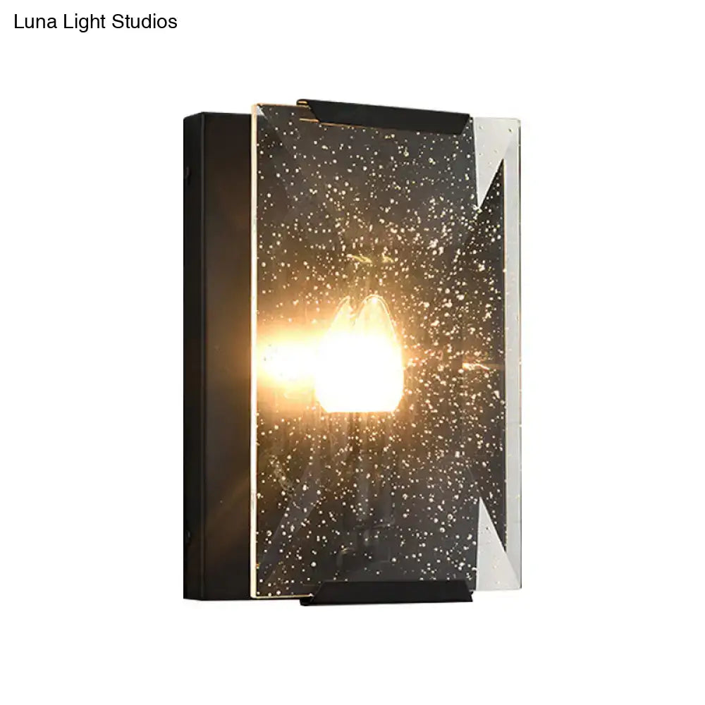 Modern black & brass sconce light bedroom speckled glass wall lamp