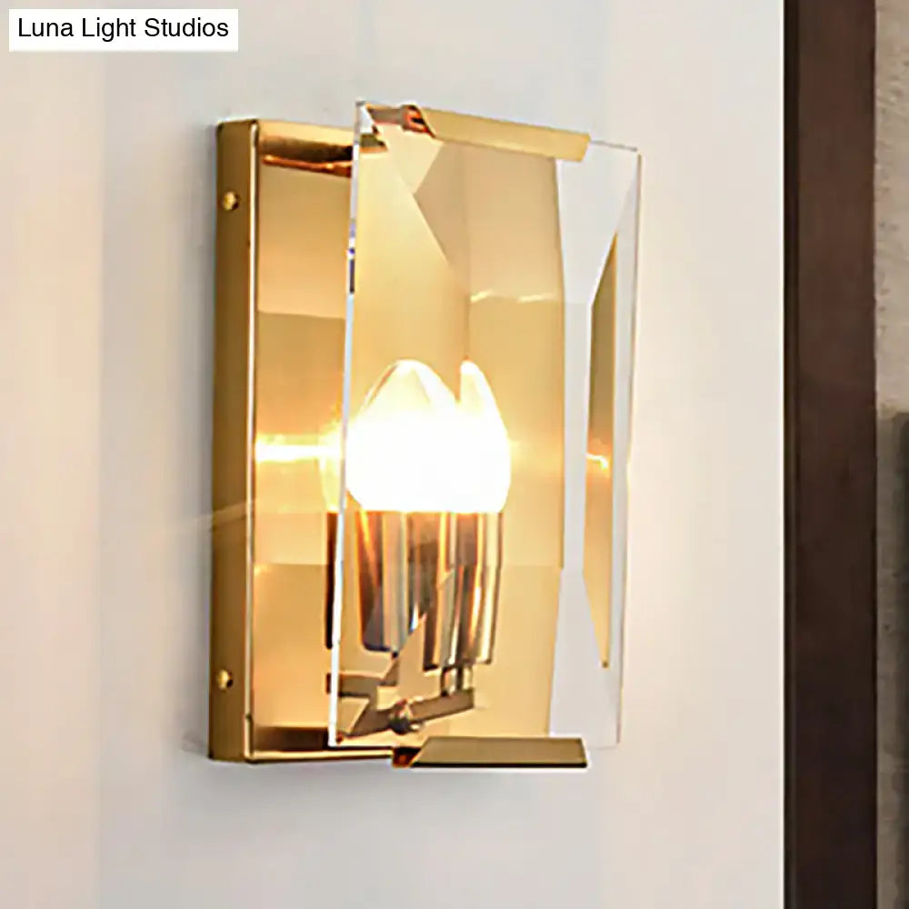 Modern black & brass sconce light bedroom speckled glass wall lamp
