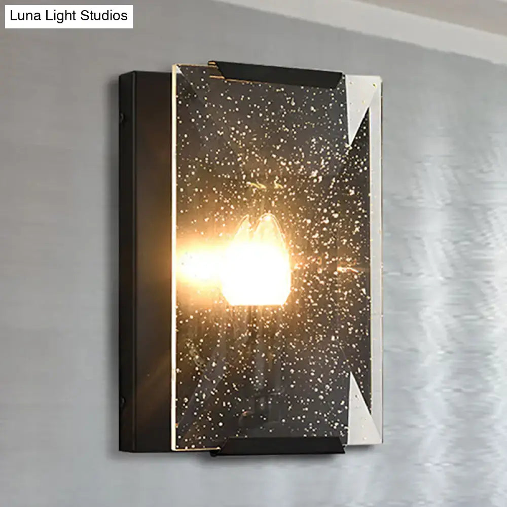 Modern black & brass sconce light bedroom speckled glass wall lamp