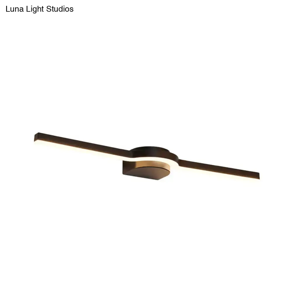 Modern black & brass slim line led vanity light bathroom warm light