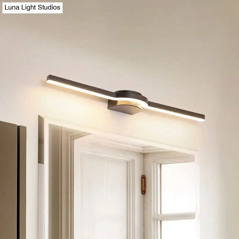 Modern black & brass slim line led vanity light bathroom warm light