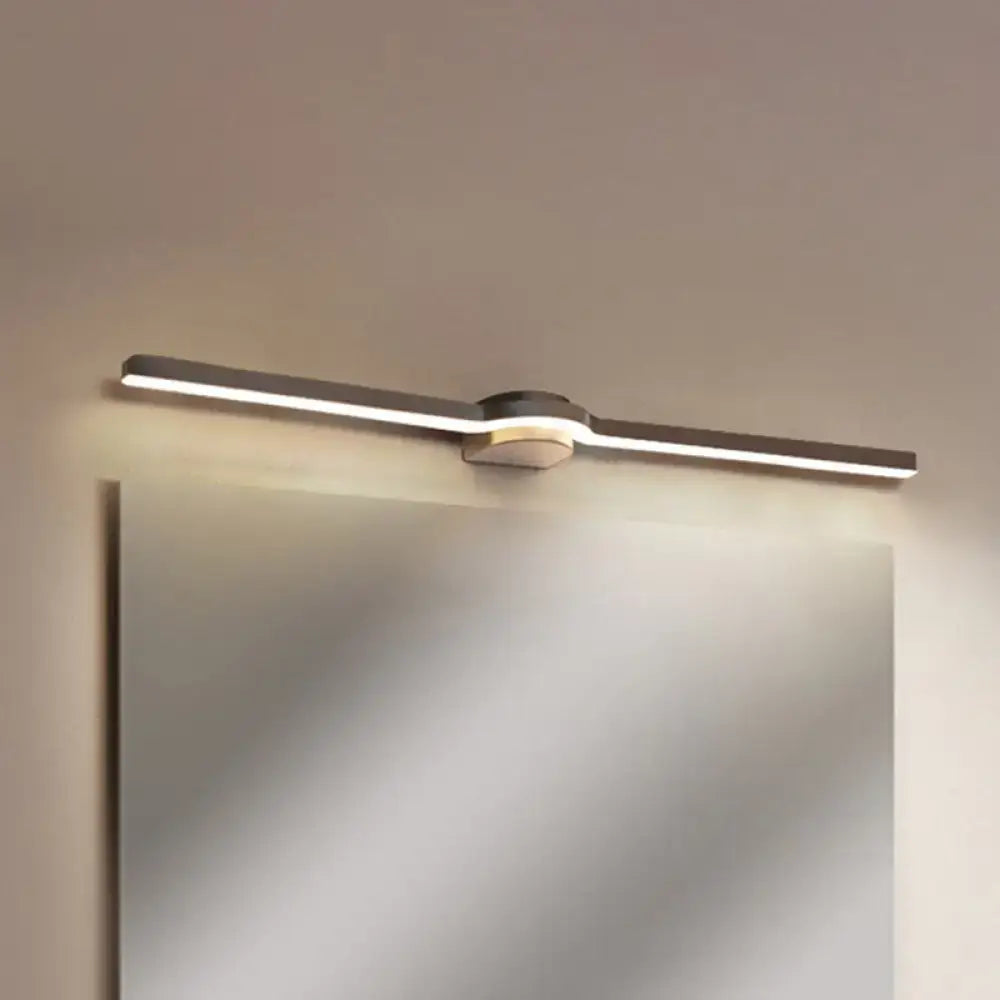 Modern black & brass slim line led vanity light bathroom warm light