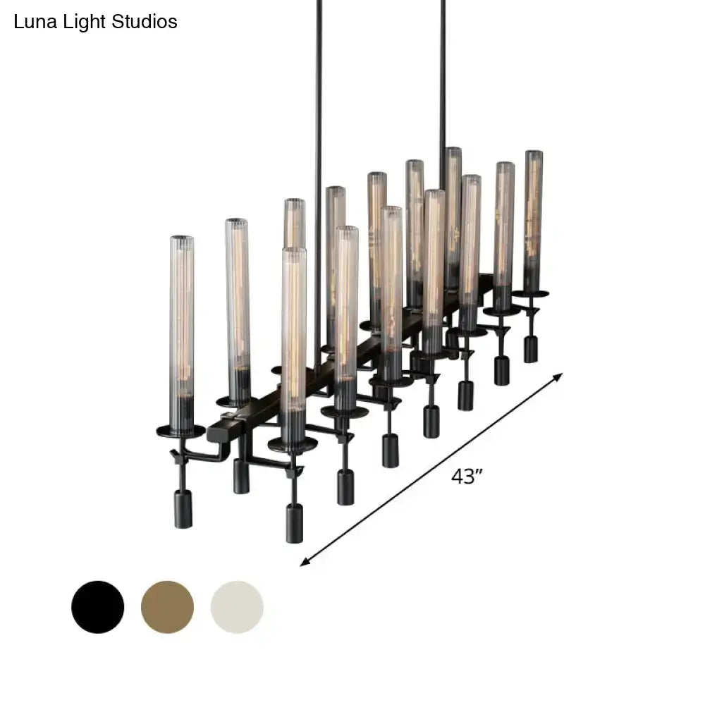 Modern black & brass tube island chandelier – kitchen hanging lamp