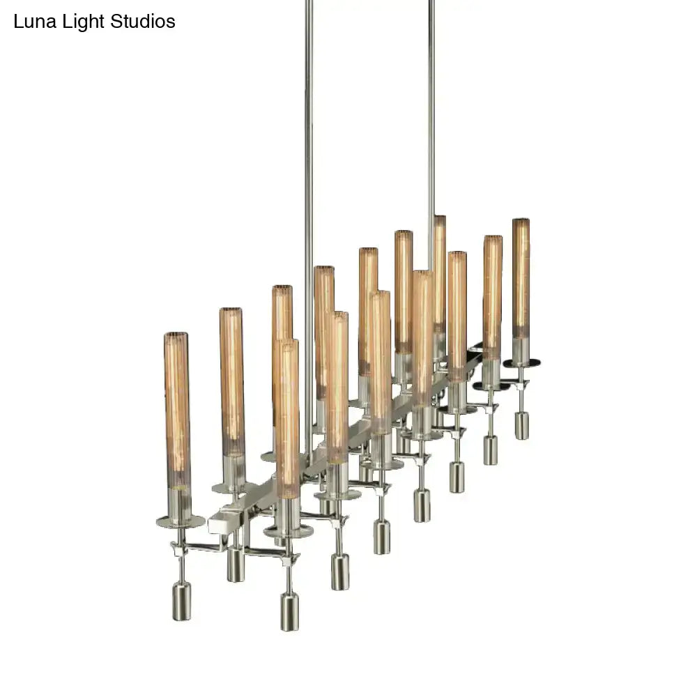 Modern black & brass tube island chandelier – kitchen hanging lamp