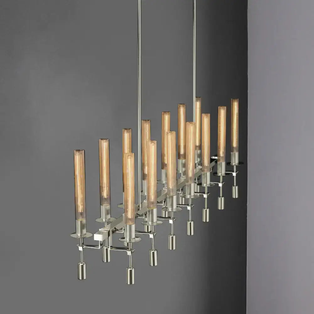 Modern black & brass tube island chandelier – kitchen hanging lamp