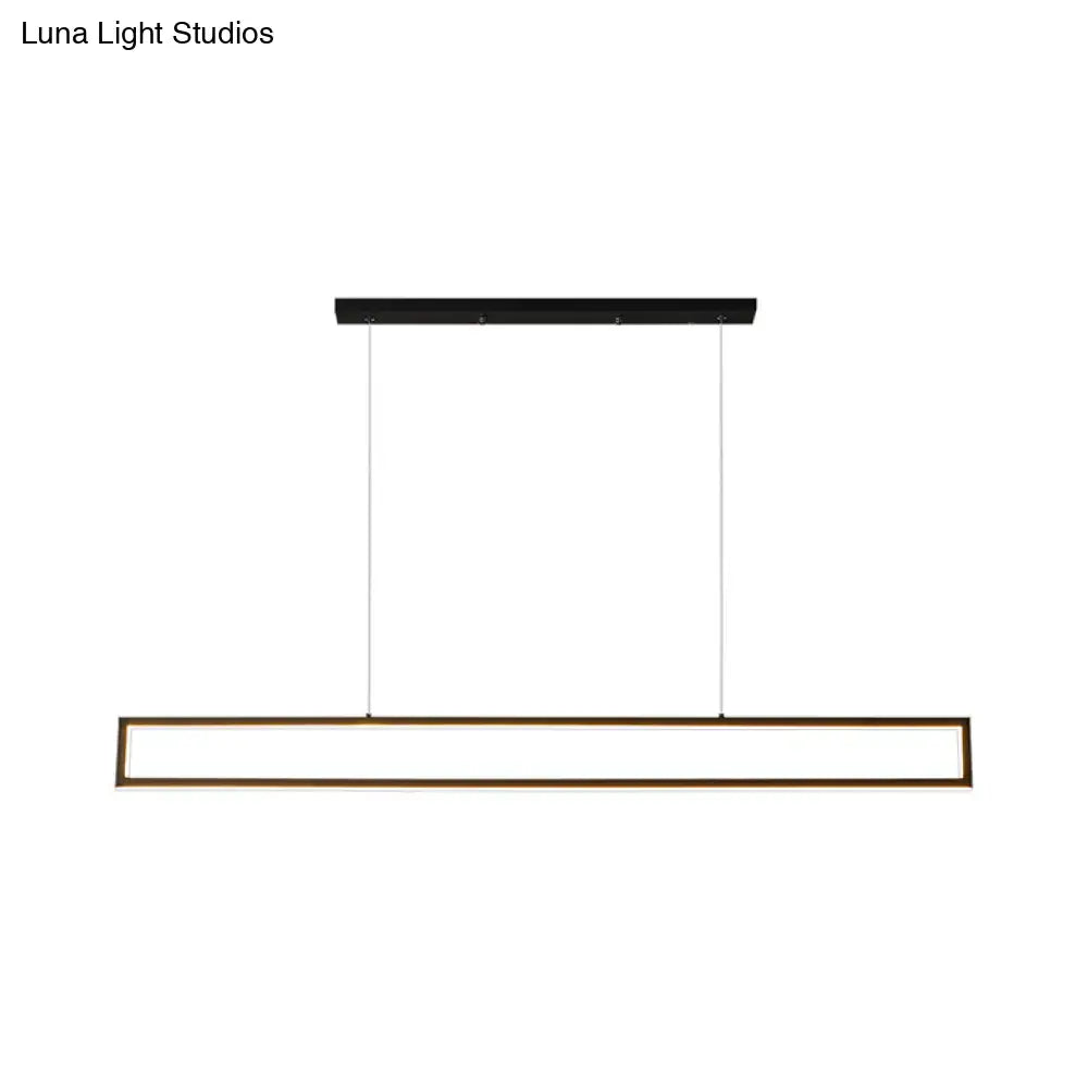 Modern black & bronze rectangular led pendant dining room white light