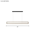 Modern black and bronze rectangular led pendant light with illuminated warm white panel for dining room use 220v-240v 110v-120v