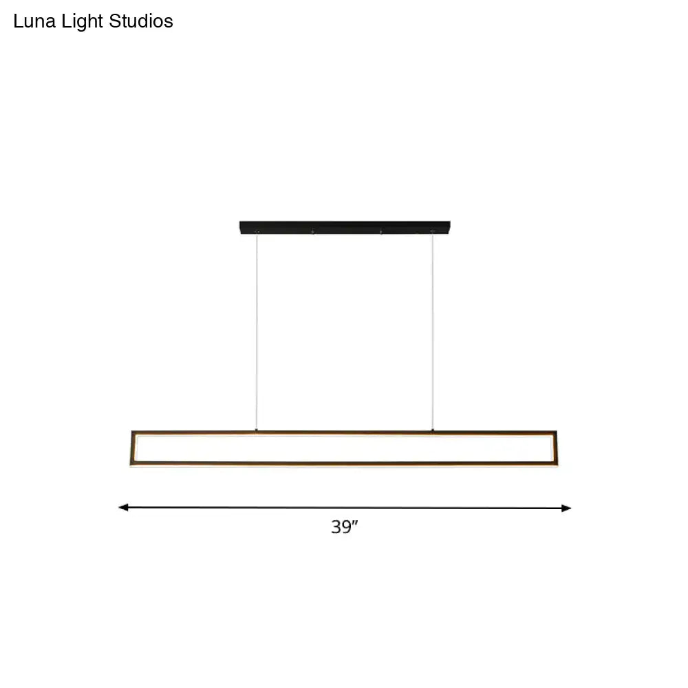 Modern black & bronze rectangular led pendant dining room white light