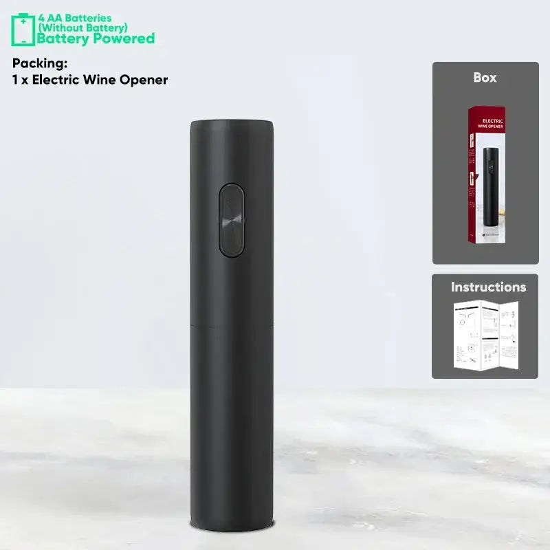 Modern black brushed metal electric wine opener kitchen accessory