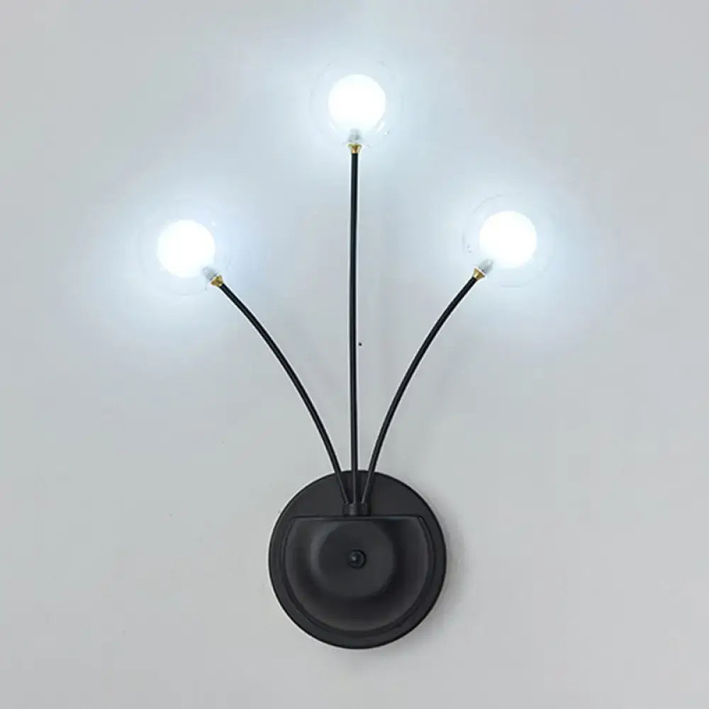 Modern black cast iron double globe wall sconce living room light