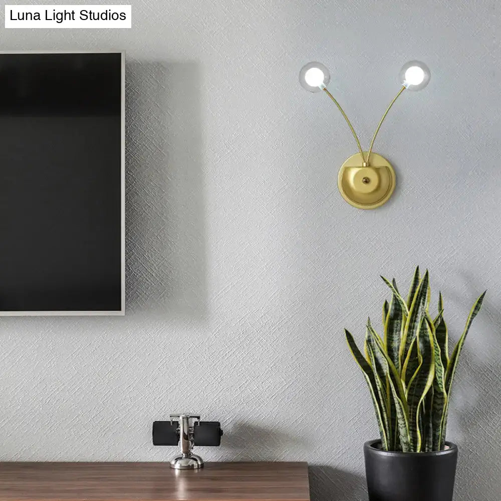 Modern black cast iron double globe wall sconce living room light