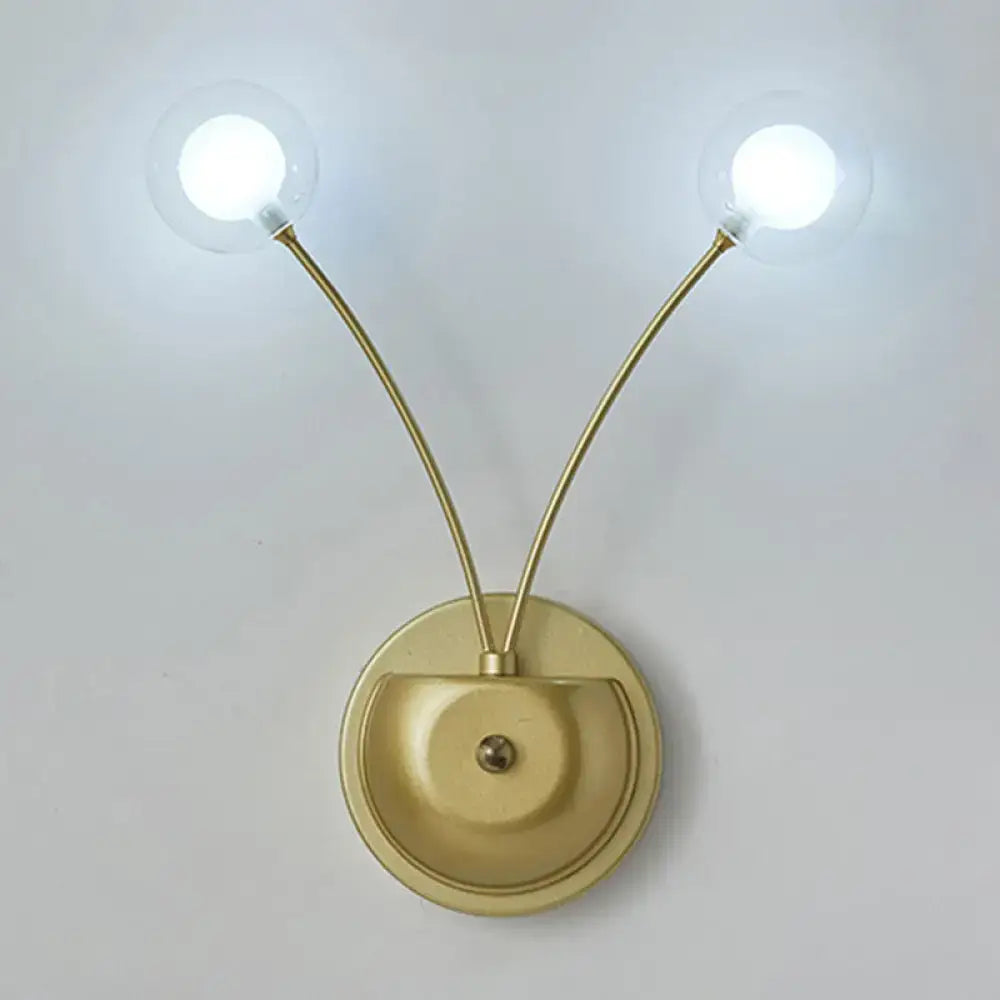 Modern black cast iron double globe wall sconce living room light