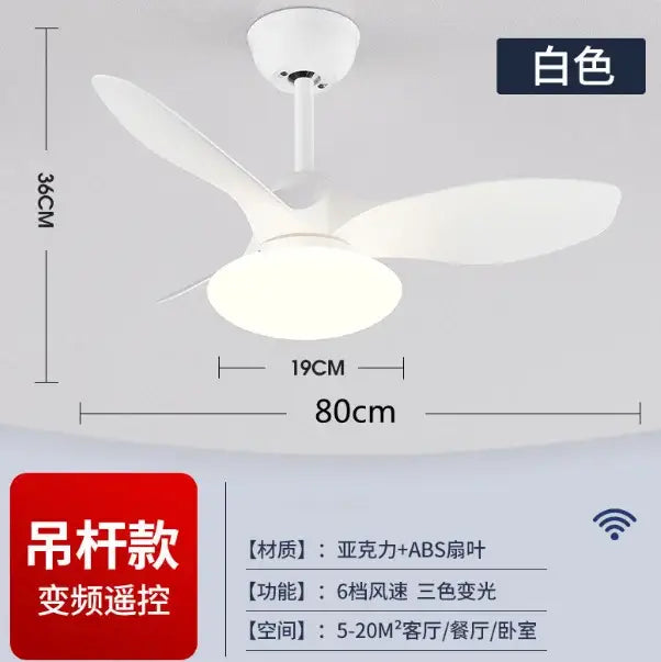 Modern black ceiling fan lamp for living room with remote control
