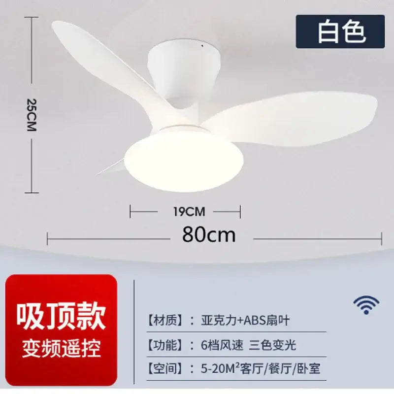 Modern black ceiling fan lamp for living room with remote control