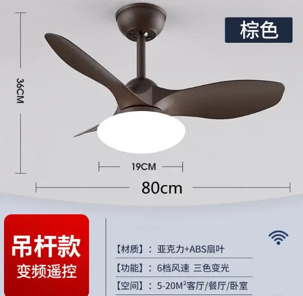 Modern black ceiling fan lamp for living room with remote control