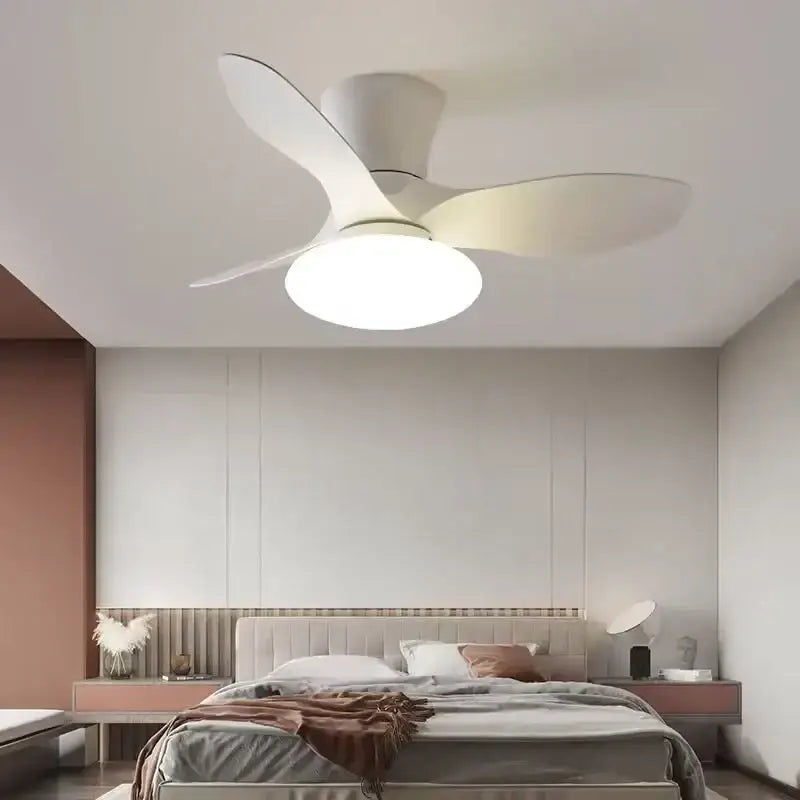 Modern black ceiling fan lamp for living room with remote control
