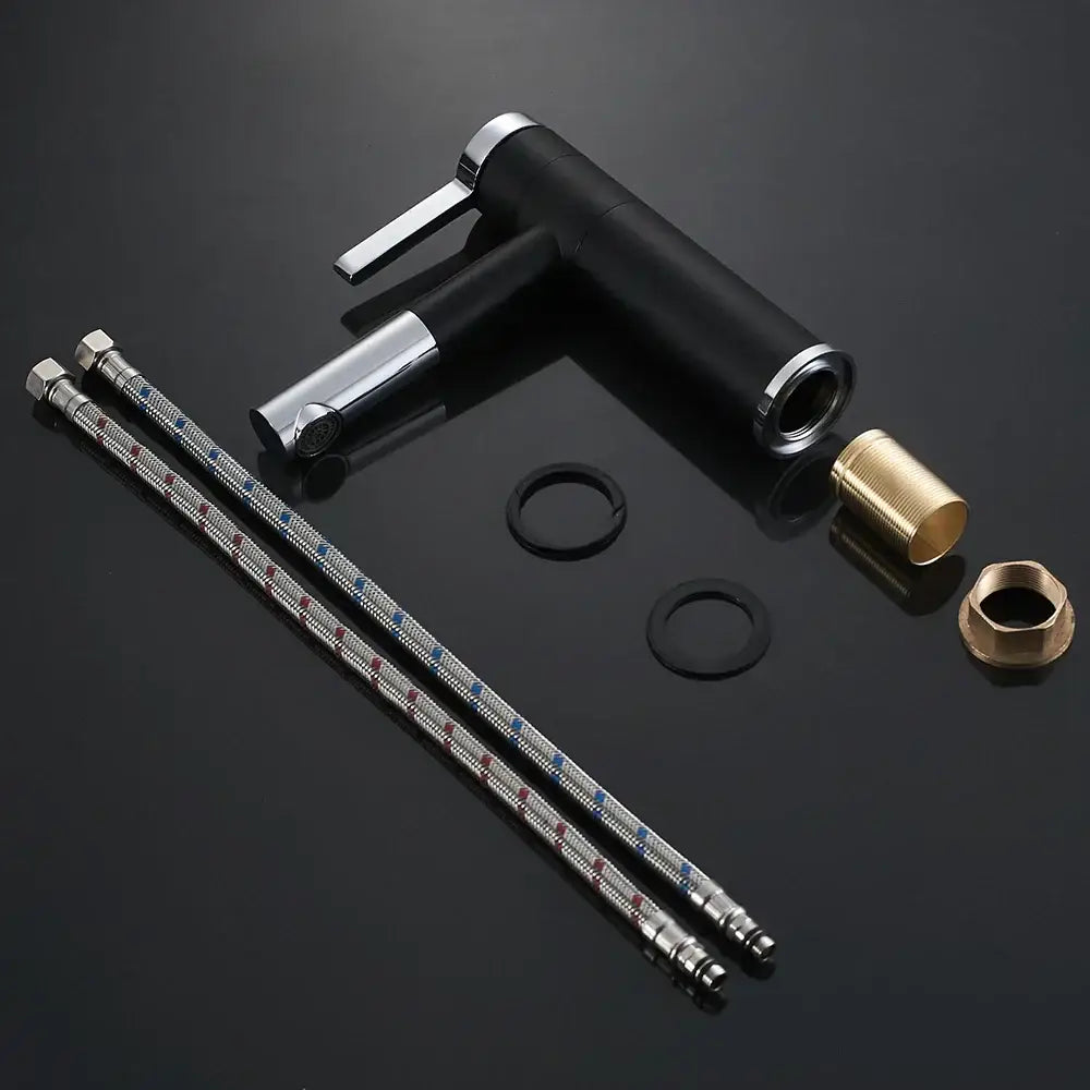 Modern black & chrome brass bathroom faucet vessel sink mixer