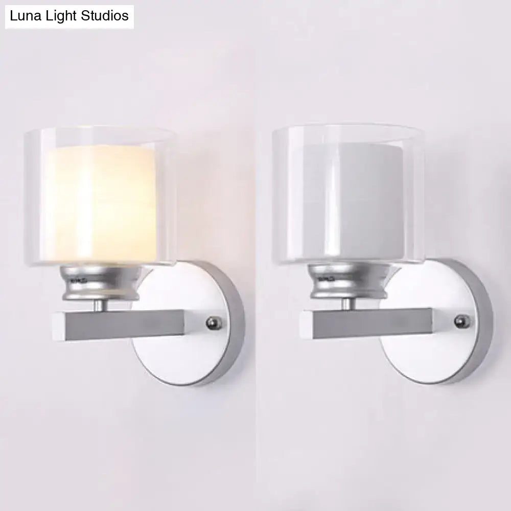 Modern black & chrome clear glass sconce – bedroom wall mounted light