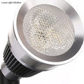 Modern black and chrome smd wall light with silver led spotlight, honeycomb diffuser, and black heat sink fins