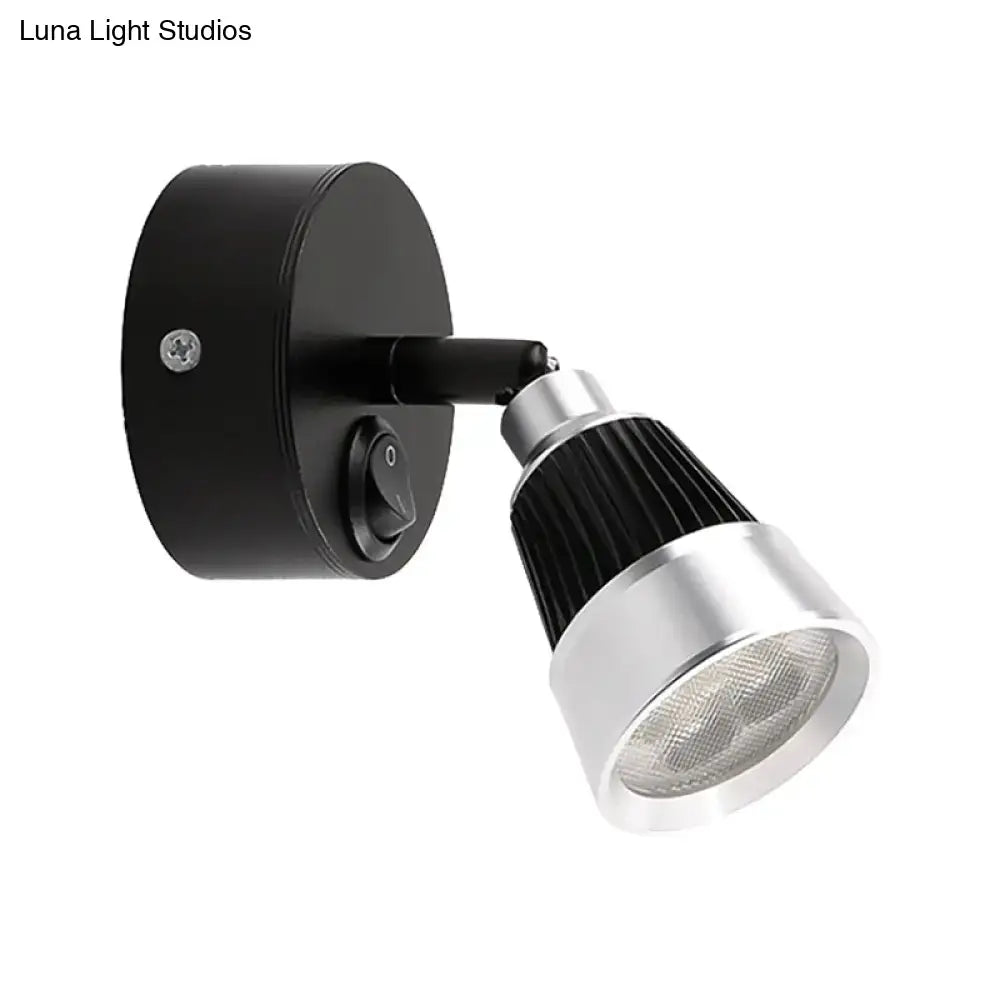 Modern black & chrome smd light wall light – bedroom rotatable sconce