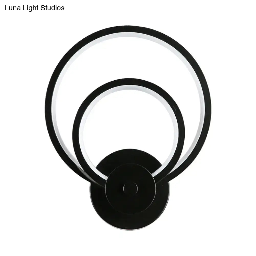Modern black circular led light fixture – bedroom wall sconce