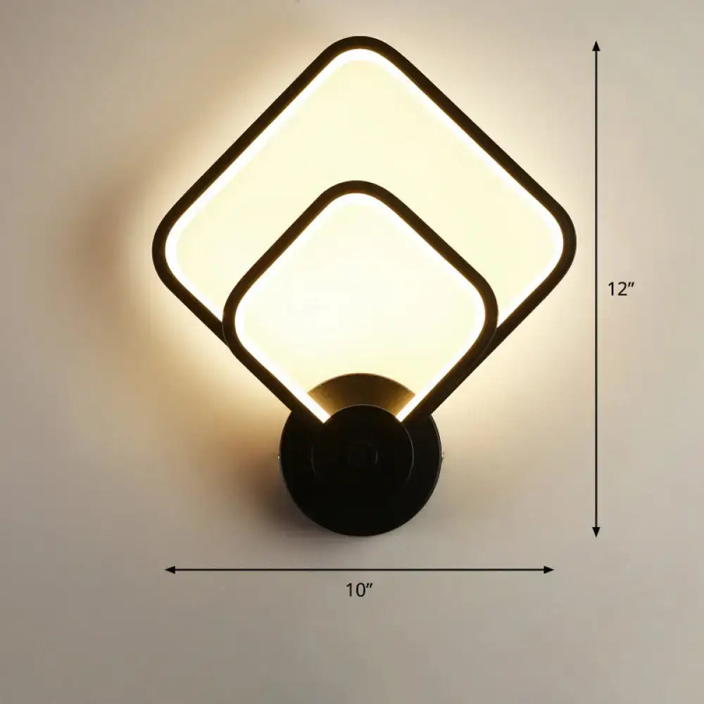 Modern black circular led light fixture – bedroom wall sconce