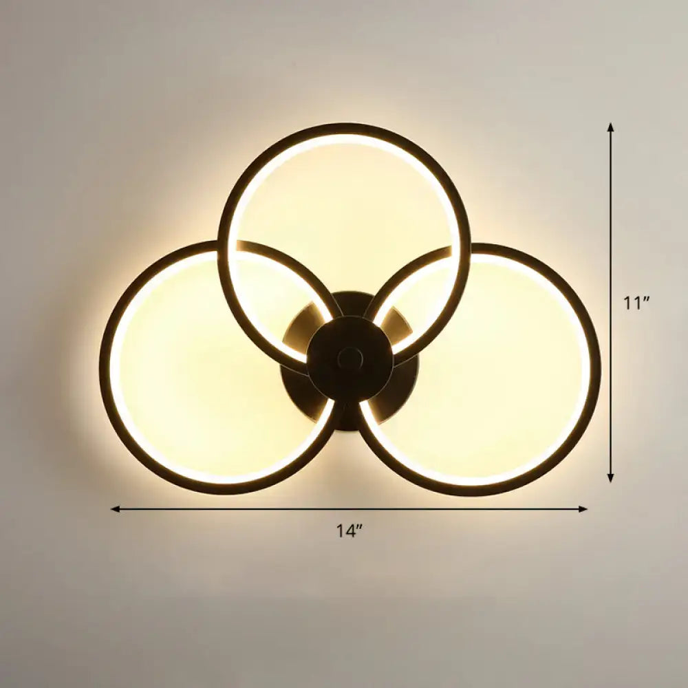 Modern black circular led light fixture – bedroom wall sconce