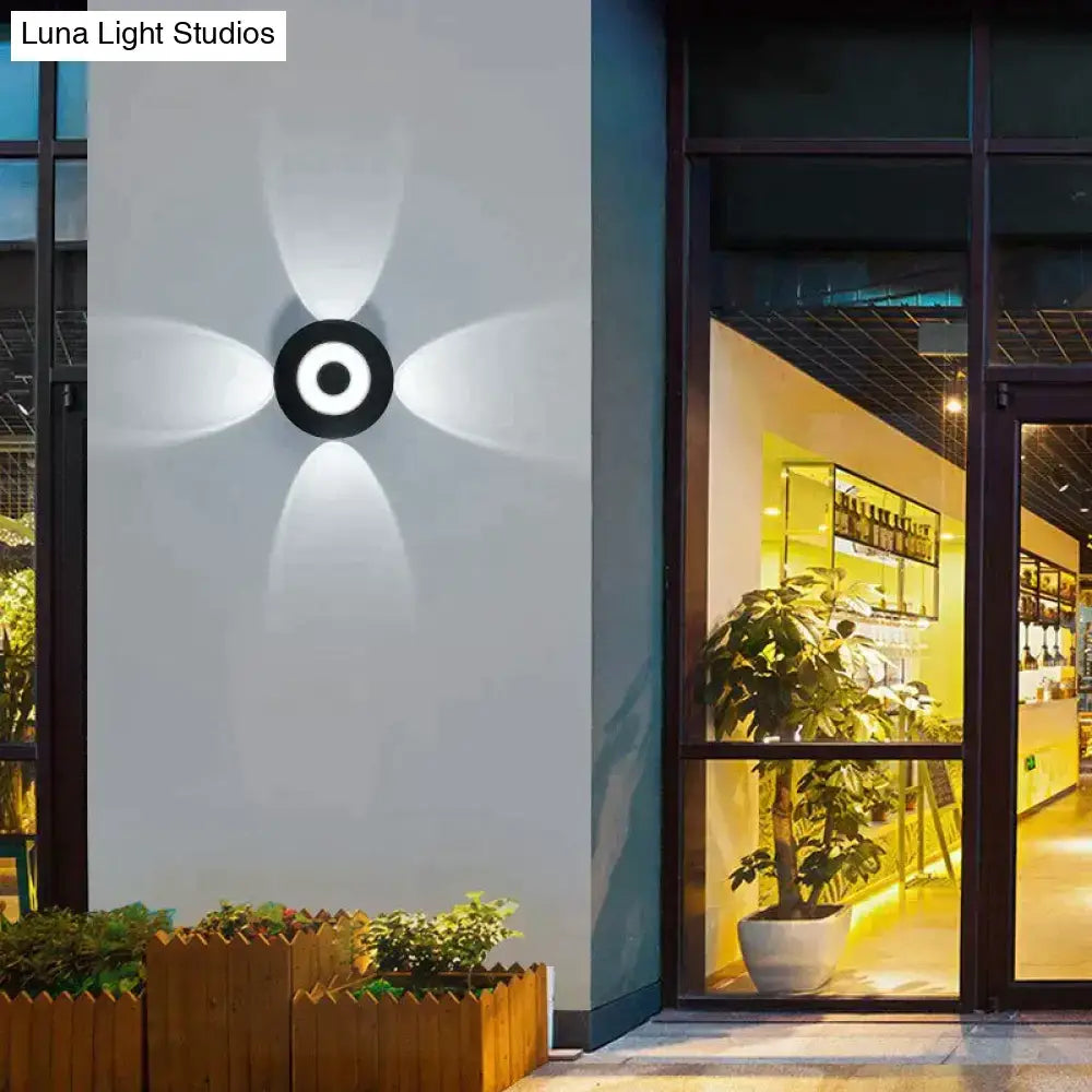 Modern black circular led outdoor wall sconce garden light