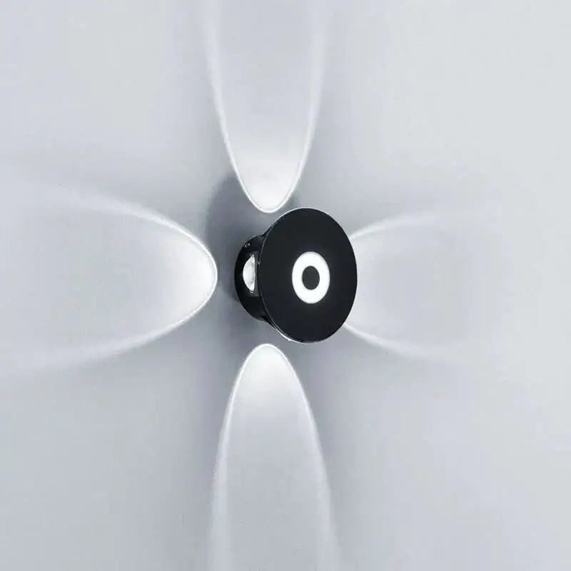 Modern black circular led outdoor wall sconce garden light