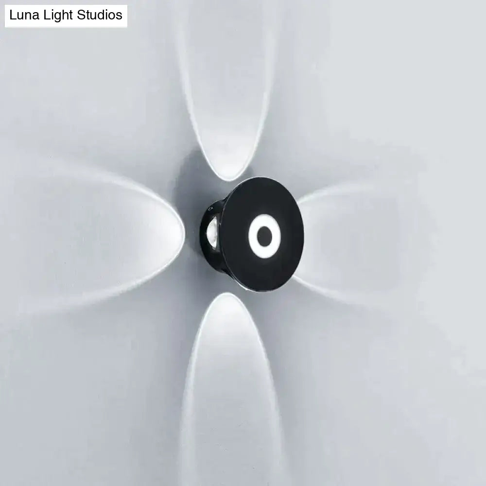 Modern black circular led outdoor wall sconce garden light