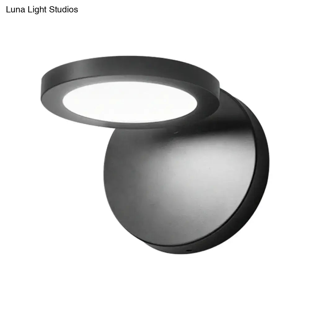 Modern black circular led wall lamp bedroom white warm lighting