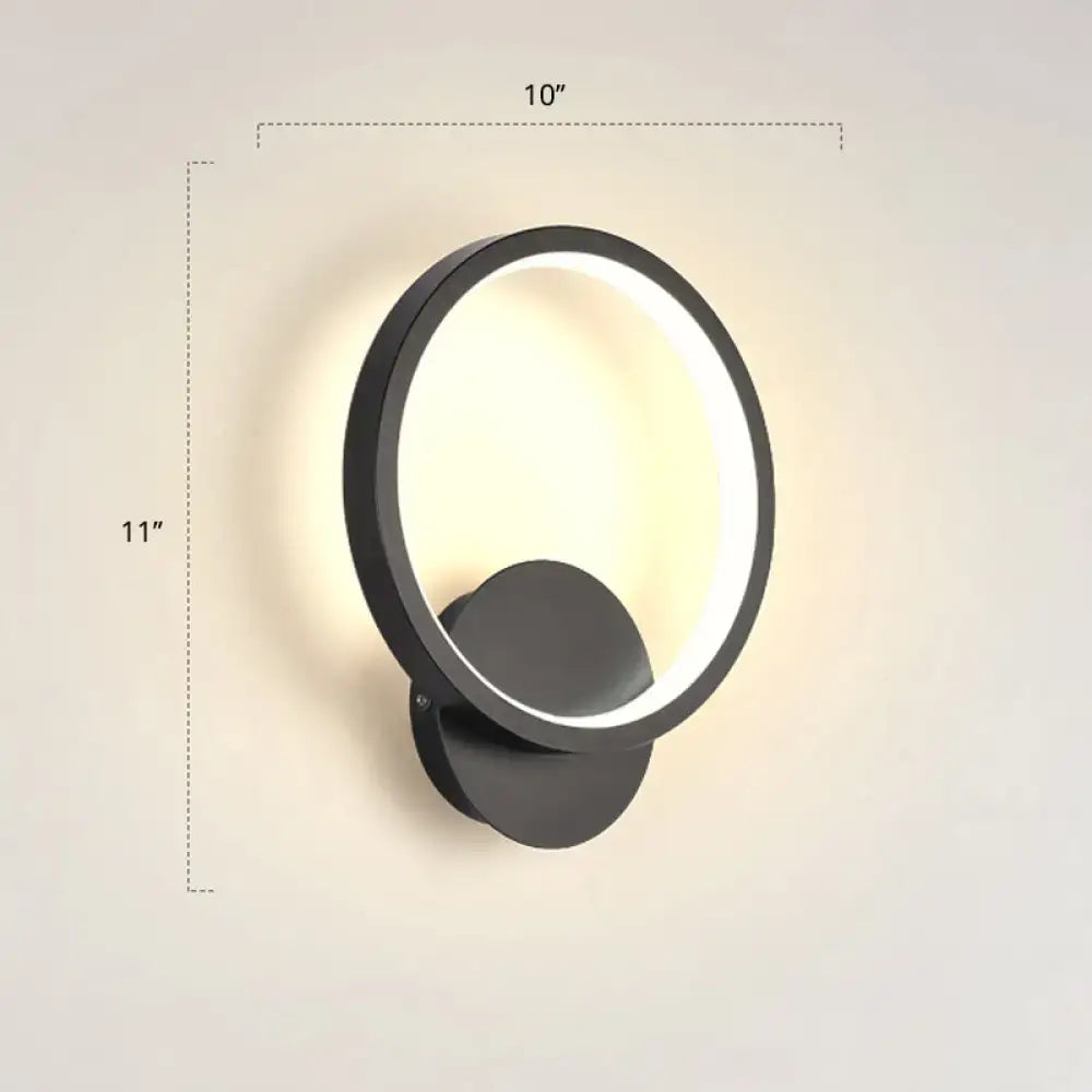 Modern black circular led wall sconce bedroom light fixture