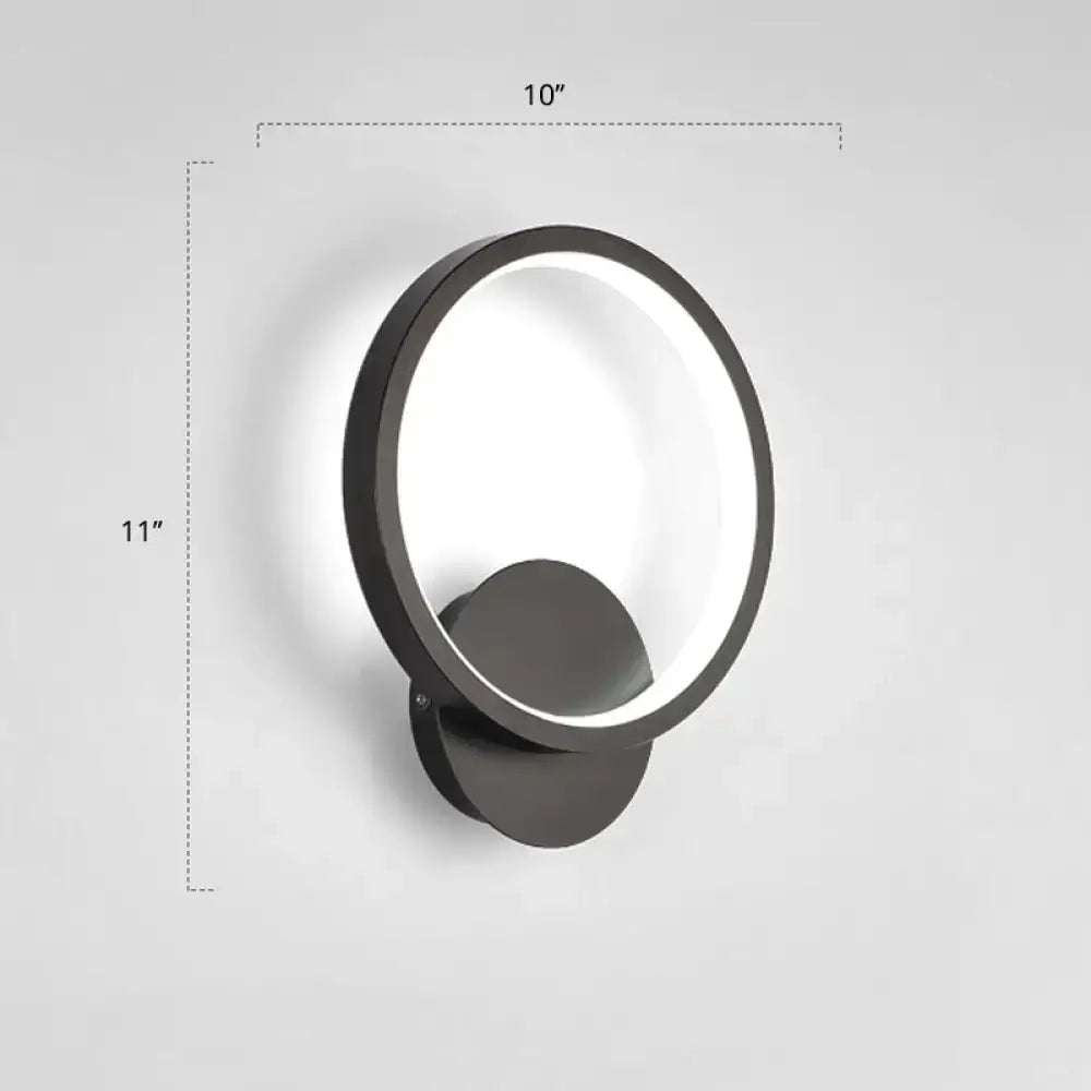 Modern black circular led wall sconce bedroom light fixture