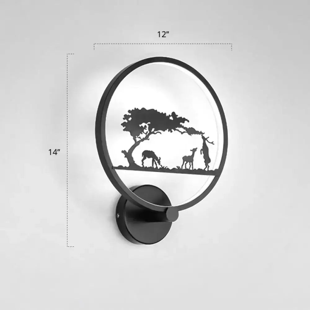 Modern black circular led wall sconce bedroom light fixture