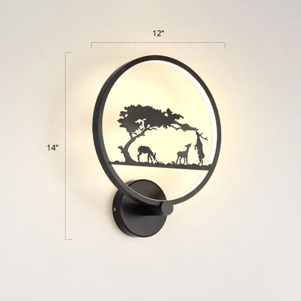Modern black circular led wall sconce bedroom light fixture