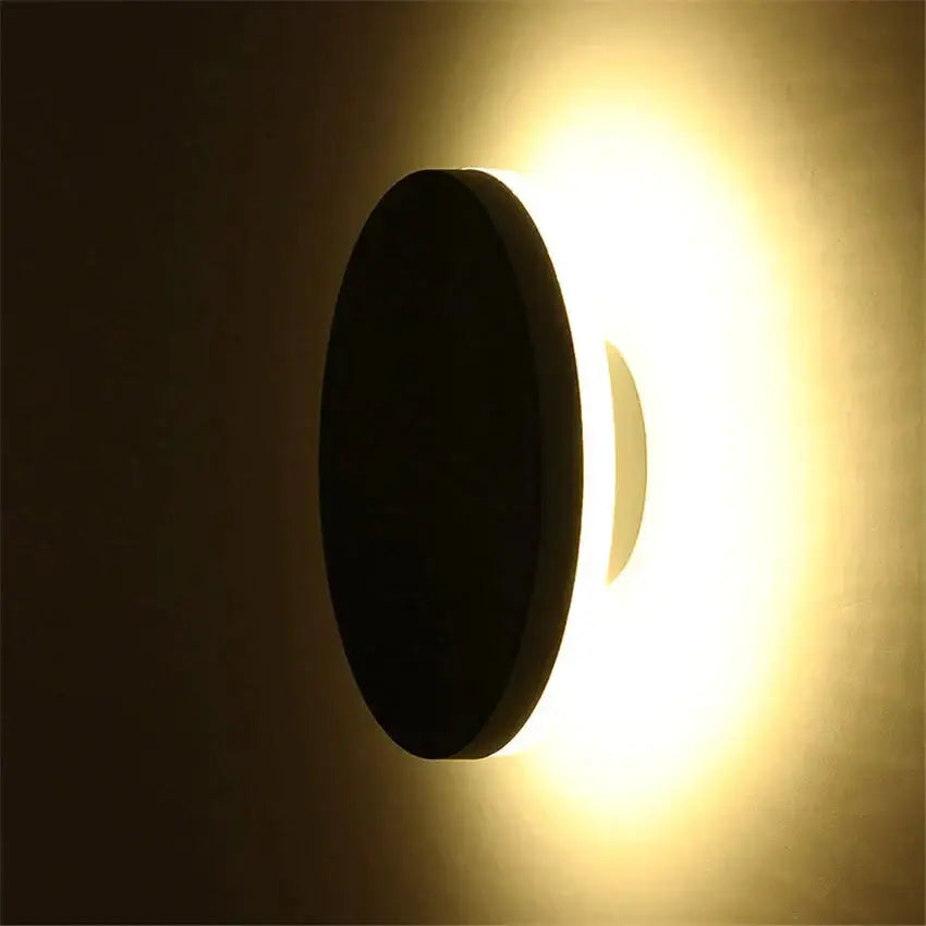 Modern black circular waterproof wall lamp bedroom three disc set