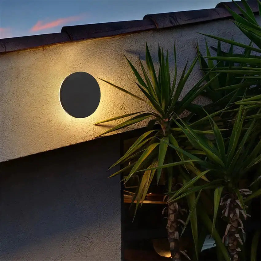 Modern black circular waterproof wall lamp bedroom three disc set