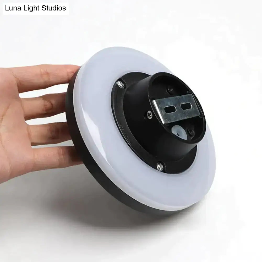 Modern black circular waterproof wall lamp bedroom three disc set