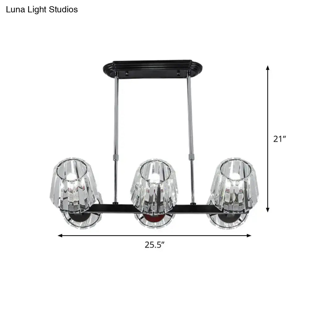 Modern black crystal block chandelier dining room light kit
