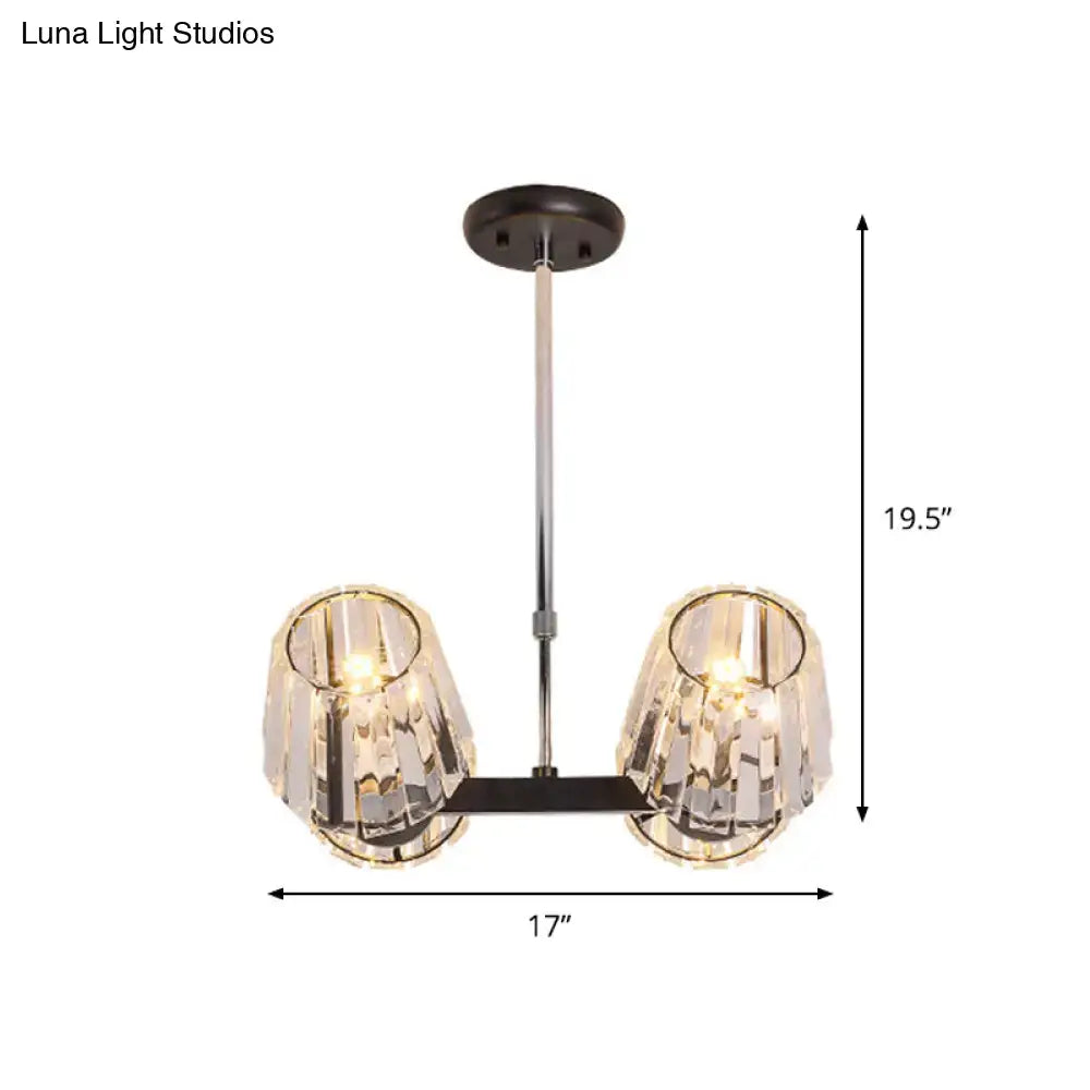 Modern black crystal block chandelier dining room light kit