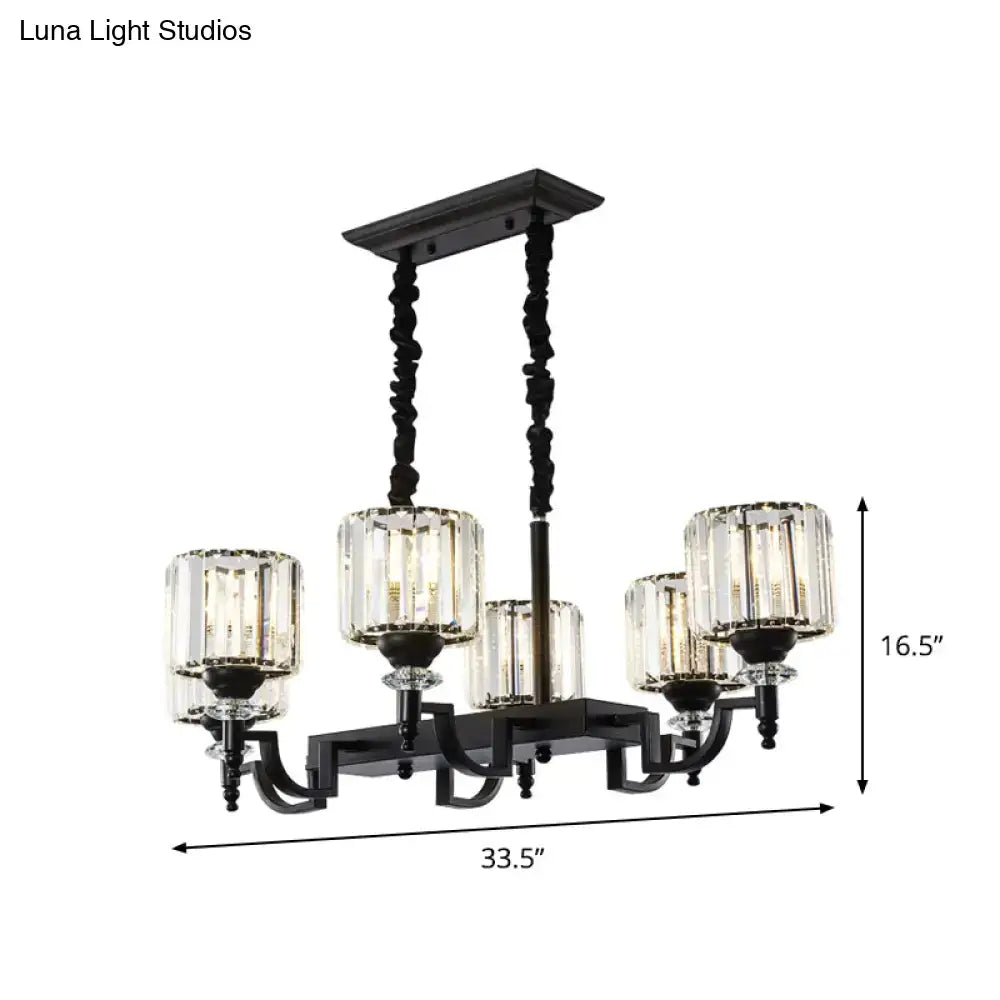 Modern black crystal ceiling light dining room suspension lamp