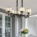 Modern black crystal ceiling light dining room suspension lamp