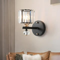 Modern black crystal drum wall sconce living room flush mount light