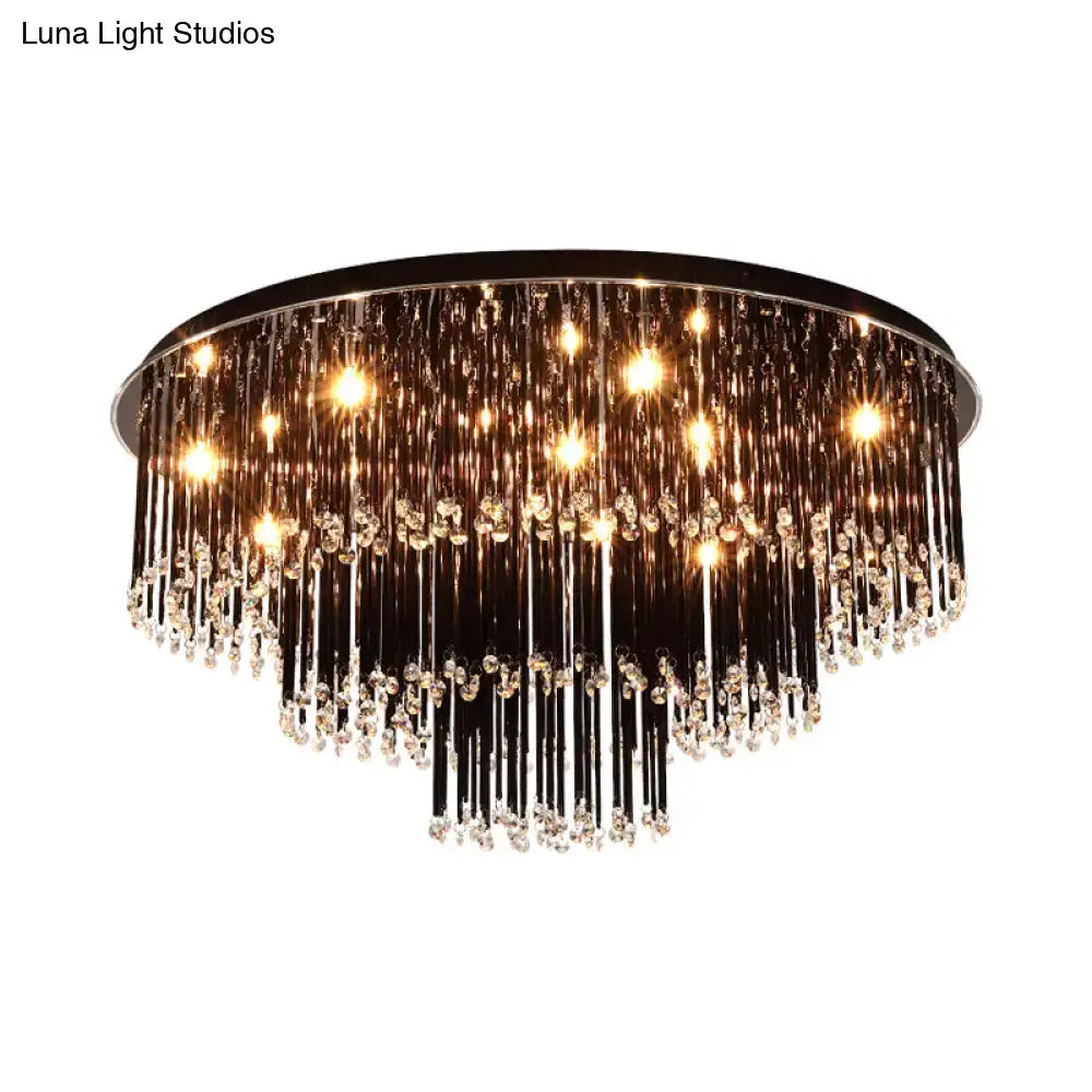 Modern black crystal flush mount chandelier for bedroom